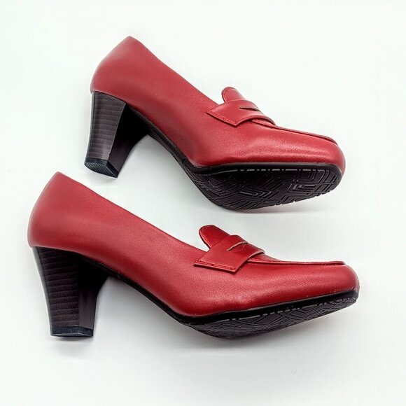 Rinnati Karen Red Stacked Heel Pumps - Size 5.5 - Picture 7 of 10